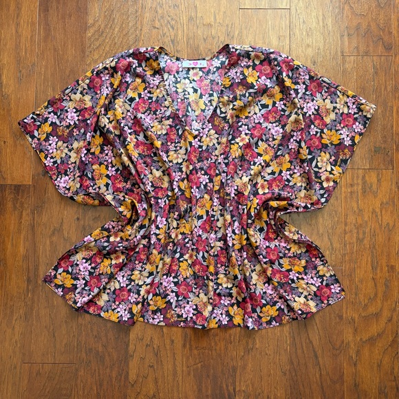 Buddy Love North Tunic | Oversized Poncho Style Top In Florals | Size S - Picture 3 of 8
